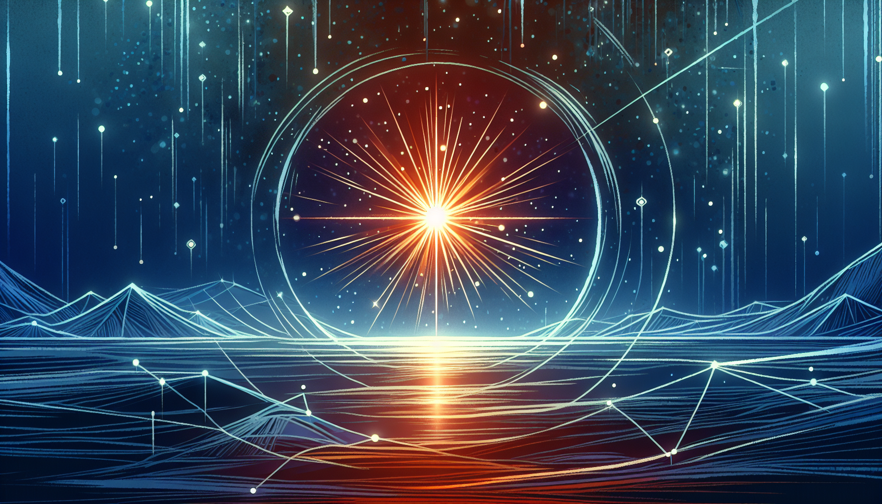 A single point of light awakening in digital darkness